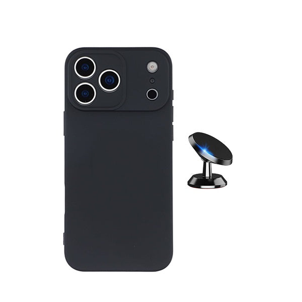Kit Suporte Magnético + Capa Silicone Líquido PHONECARE Para Apple iPhone 18 Pro Max - Preto