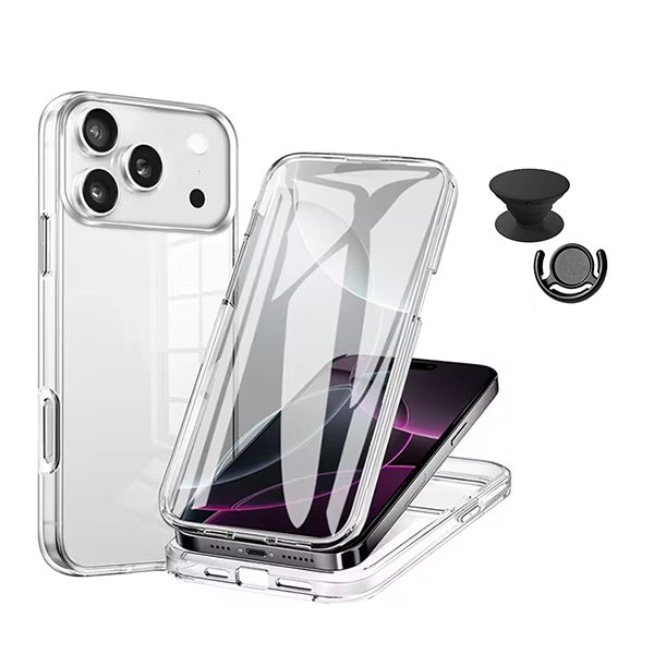 Kit Capa 360° Impact Protection + 1 Gripholder + 1 Suporte PHONECARE Para Apple iPhone 18 Pro Max - Transparente/Preto