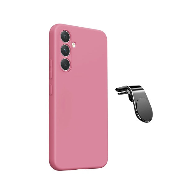 Kit Suporte L + Capa Silicone Líquido PHONECARE Para Samsung Galaxy A27 - Rosa