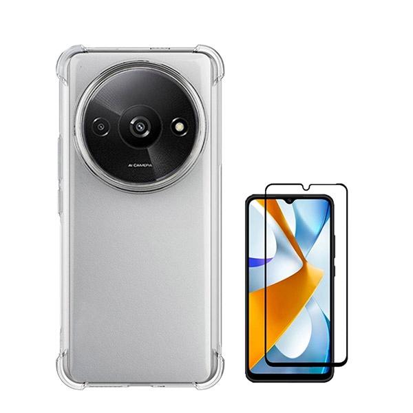 Kit Capa SuperProtect Anti-Shock + Vidro Premium Full Cover para Xiaomi Redmi A3 - Transparente