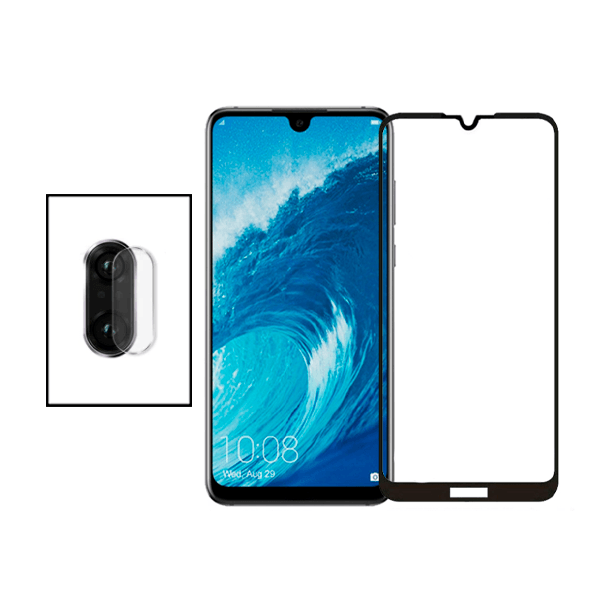 Kit Película de Camara Traseira + Vidro Premium Full Cover para Huawei Y7 Pro 2019