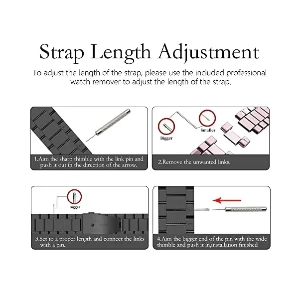 Bracelete Aço Stainless Lux + Ferramenta PHONECARE Para Garmin Venu 4 - 45 mm - Preto
