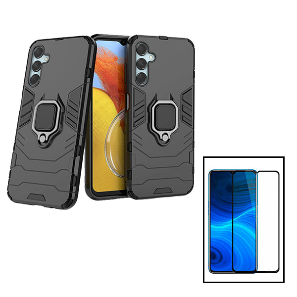 Kit Vidro Premium Full Cover + Capa 3X1 Military Defender para Samsung Galaxy F54 5G - Preto