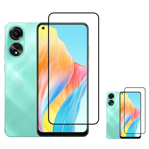 Kit 2 Vidro Premium Full Cover para Oppo A78 4G - Transparente/Preto