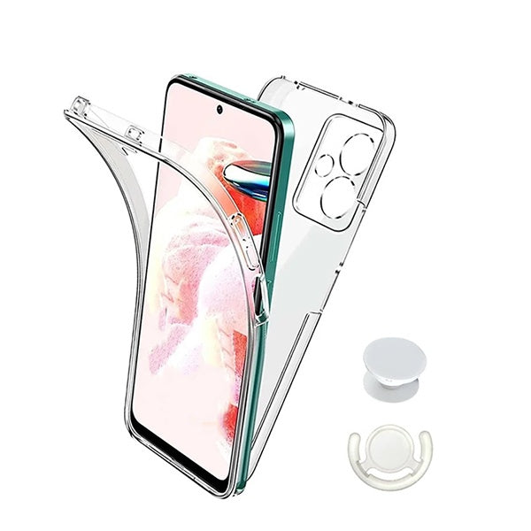 Kit Capa 3x1 360° Impact Protection + 1 Gripholder + 1 Suporte Gripholder Branco para Xiaomi Redmi 13 - Transparente/Branco