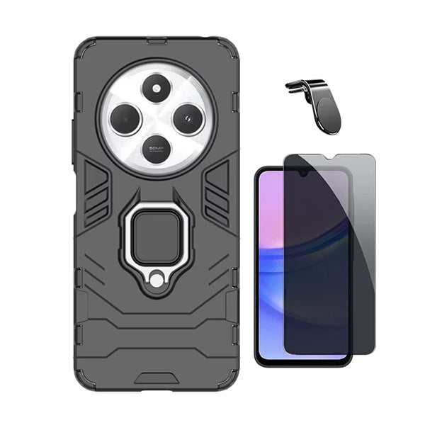 Kit Película Anti-Spy + Capa Military + Suporte L Phonecare Para Xiaomi Redmi 14C 5G - Preto