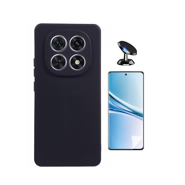 Kit Película Hydrogel Frente + Capa Silicone Líquido + Suporte Magnético PHONECARE Para Xiaomi Redmi Note 15 4G - Preto