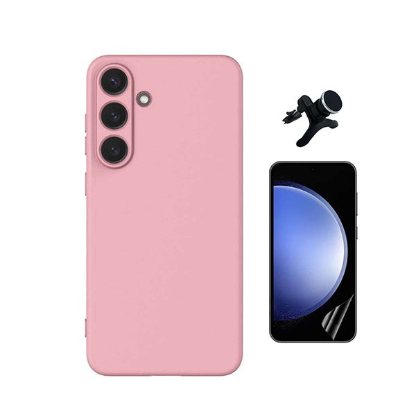 Kit Película Hydrogel Frente + Capa Silicone Líquido +  Suporte Reforçado PHONECARE Para Samsung Galaxy S26 - Rosa