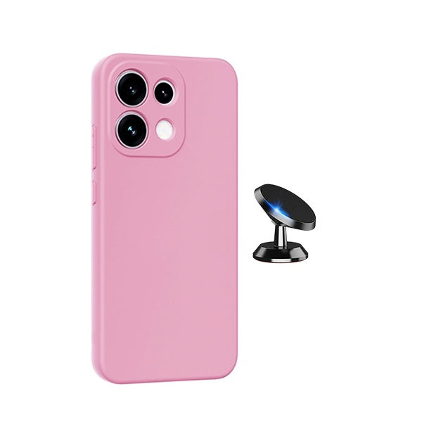 Kit Suporte Magnético + Capa Silicone Líquido PHONECARE Para Oppo Reno16 F 5G - Rosa