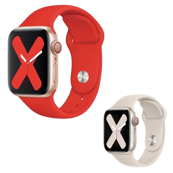 Kit 2x Bracelete Smoothsilicone Para Apple Watch Ultra 3 - Vermelho / Creme