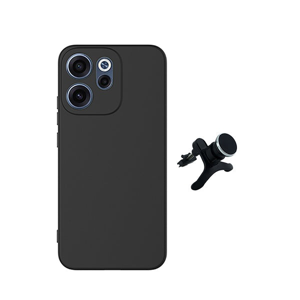 Kit Suporte Magnético Reforçado + Capa Silicone Líquido PHONECARE Para Oppo Reno15 F - Preto