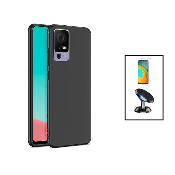 Kit Vidro Clearglass + Capa Silicone Líquido + Suporte Magnético de Carro para TCL 40 SE - Preto