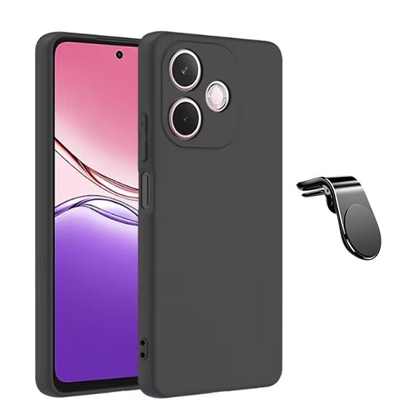 Kit Suporte L + Capa Silicone Líquido PHONECARE Para Oppo A5 Pro 4G - Preto