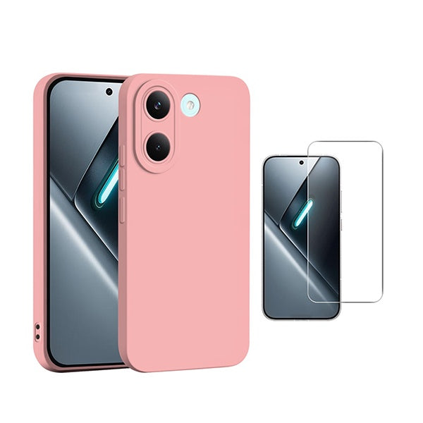 Kit Vidro Clearglass + Capa Silicone Líquido PHONECARE Para Xiaomi Poco X8 Pro 5G - Rosa