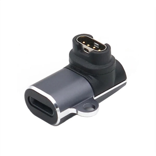 Adaptador de Carga Type-IOS(F) to Garmin(M) moveteck para Garmin Quatix 6 / 6 Titanium / 6X / Solar5 /5 Saphirre - Cinza