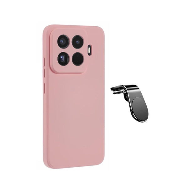 Kit Suporte L + Capa Silicone Líquido PHONECARE Para Xiaomi 15T Pro 5G - Rosa
