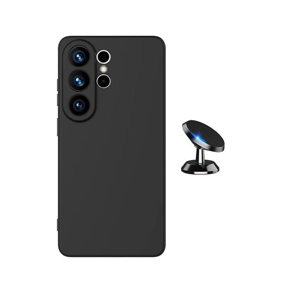 Kit Suporte Magnético + Capa Silicone Líquido PHONECARE Para Samsung Galaxy S26 Ultra - Preto