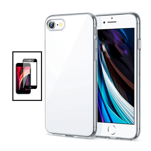 Kit Capa SuperProtect Anti-Shock + Película de Vidro Temperado 5D Full Cover para Apple iPhone SE 2022 - Transparente