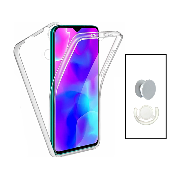 Kit Capa 3x1 360° Impact Protection + 1 GripHolder + 1 Suporte GripHolder Branco para Xiaomi Redmi A1+ Plus - Transparente/Branco