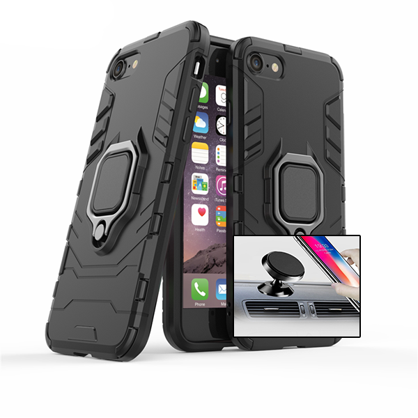 Kit Suporte Magnético de Carro + Capa 3X1 Military Defender para iPhone SE New 2020