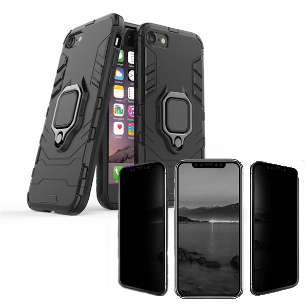 Kit Película 5D Anti-Spy + Capa 3X1 Military Defender para iPhone SE New 2020