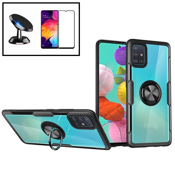 Kit Capa 3x1 Phonecare Clear Armor + Película de Vidro Temperado 5D Full Cover + Suporte Magnético de Carro para Samsung Galaxy S10