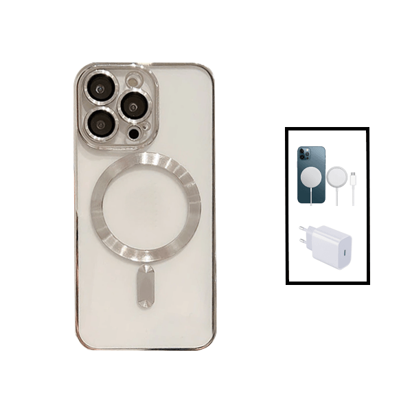 Kit Capa LuxArmor MagSafe Camera Protection + Base Carregador Type C FastCharge 20W + Magnetic Wireless Fast Charger para Apple iPhone 14 Pro - Preto