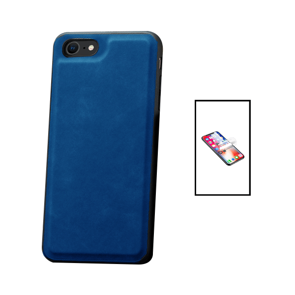Kit Capa MagneticLeather + Película de Hydrogel para Apple iPhone SE 2020 - Azul
