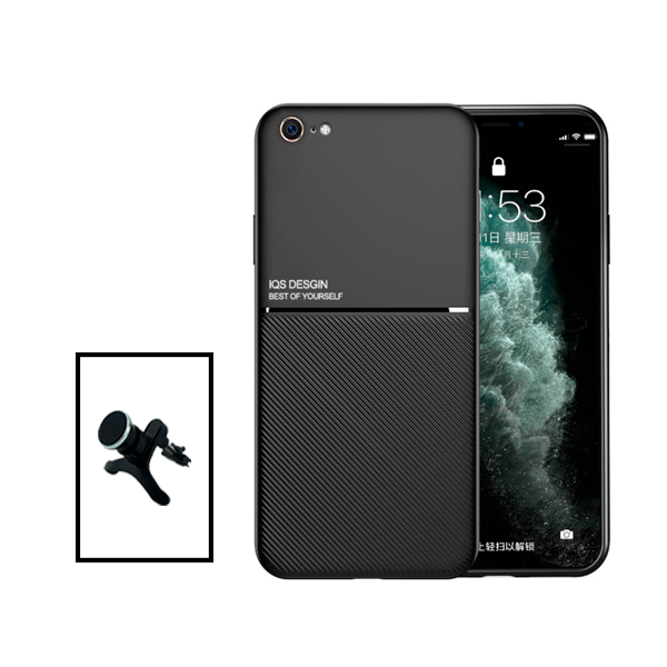 Kit Capa Magnetic Lux + Suporte Magnético de Carro Reforçado para Apple iPhone SE 2022 - Preto