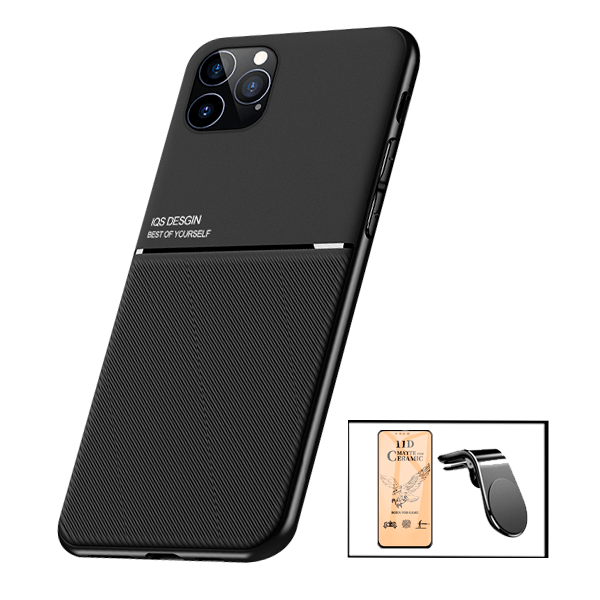 Kit Capa Magnetic Lux + Vidro Temperado CeramicGlass Full Cover + Suporte Magnético L Safe Driving para iPhone 13