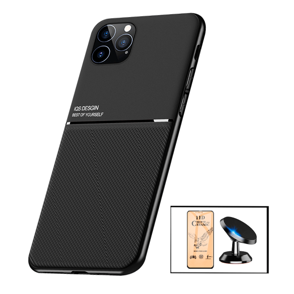 Kit Capa Magnetic Lux + Vidro Temperado CeramicGlass Full Cover + Suporte Magnético de Carro para iPhone 13