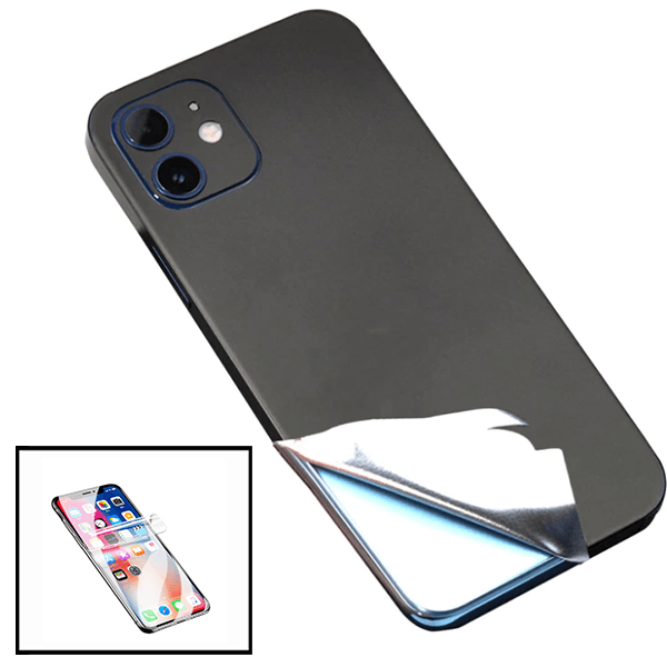 Kit Película Traseira Full-Edged SurfaceStickers + Película Hydrogel Full Cover Frente para iPhone SE 2020 - Preto