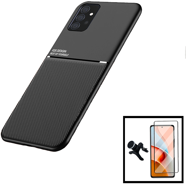 Kit Capa Magnetic Lux + 5D Full Cover + Suporte Magnético de Carro Reforçado para Samsung Galaxy A52s 5G