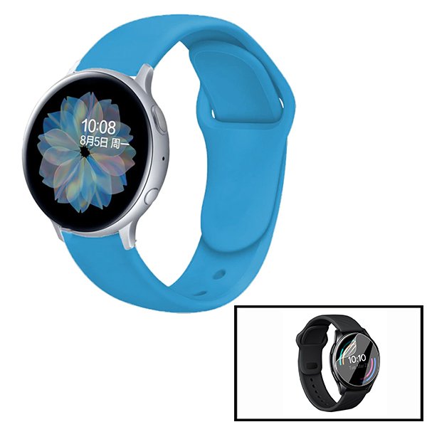 Kit Bracelete SmoothSilicone + Película Hydrogel para Huawei Watch GT 3 46mm   - Azul Céu