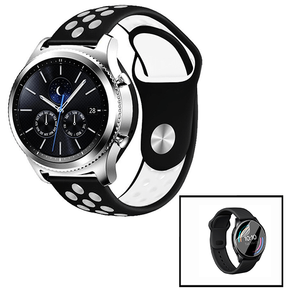 Kit Bracelete SportyStyle + Película de Hydrogel para Huawei Watch GT 3 46mm  - Preto / Branco