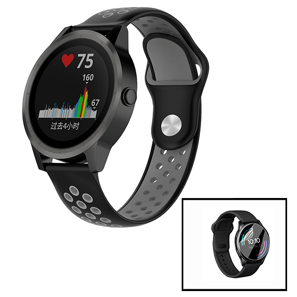Kit Bracelete SportyStyle + Película de Hydrogel para Huawei Watch GT 3 46mm  - Preto / Cinza