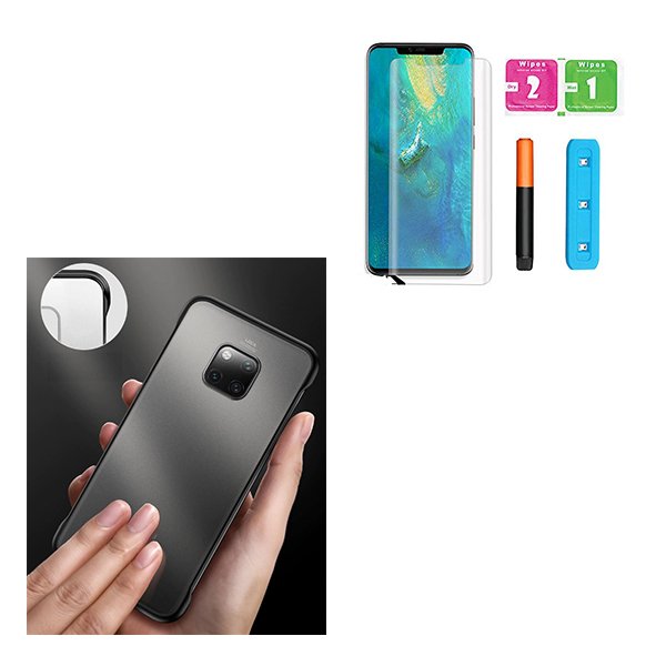 Kit Película de Vidro Nano Curved UV + Capa Naked Bumper para Huawei Mate 20 Pro - Preto